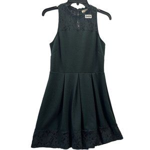 Rewind Brand Lacey Back High Neck Sleeveless Dress. Size M color dark green
